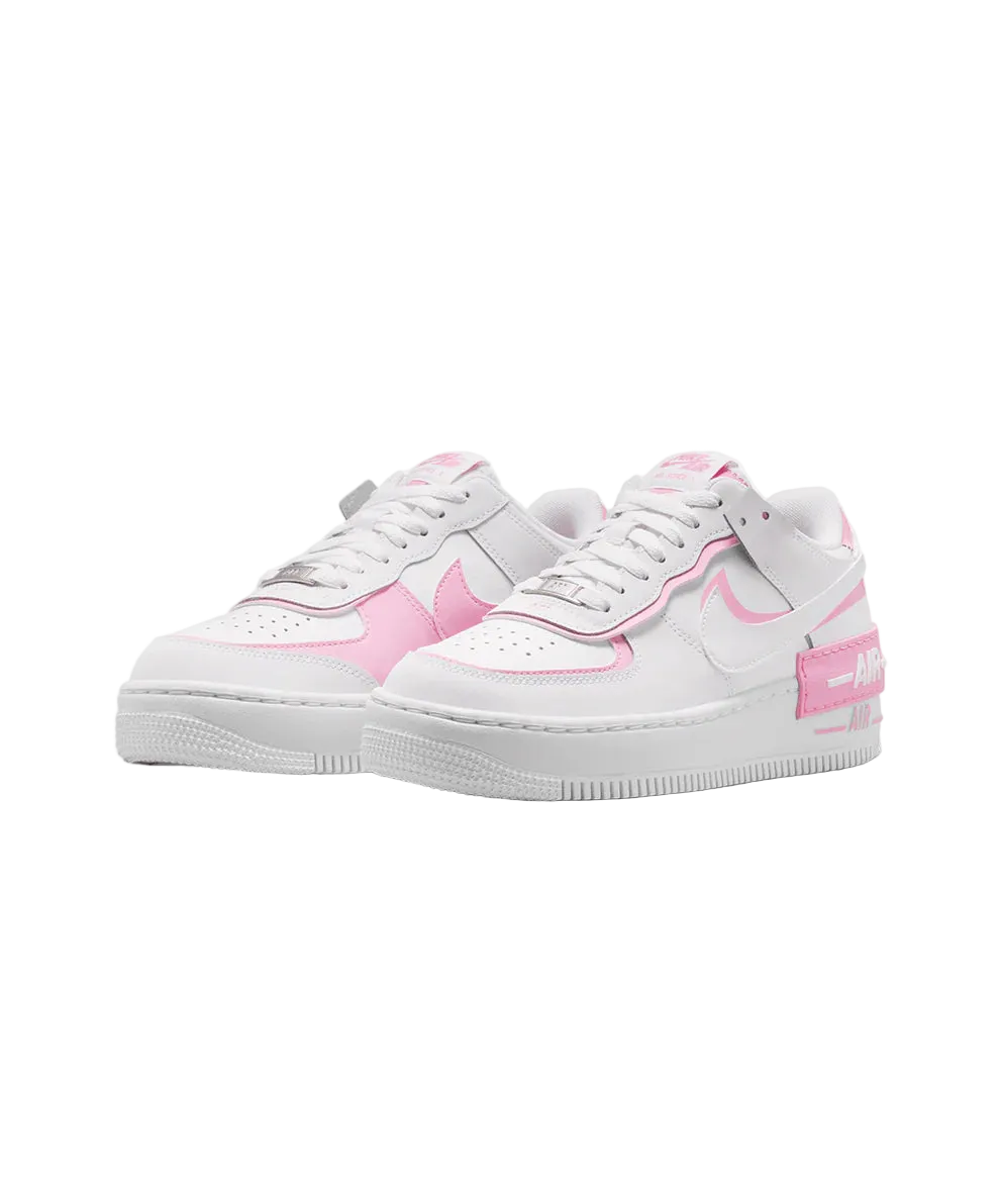 NIKE AIR FORCE 1 SHADOW WHITE-PINK RISE-METALLIC SILVER