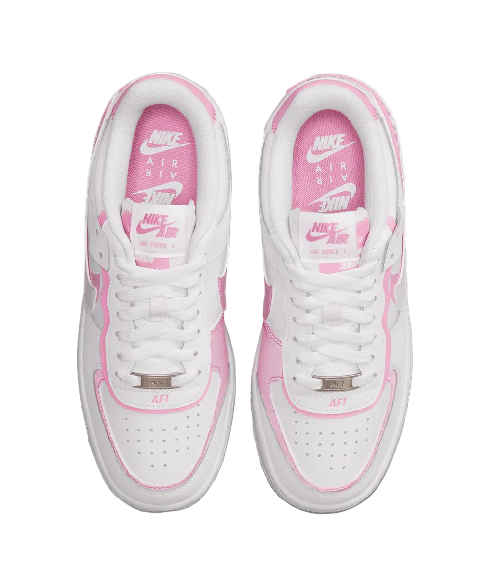 NIKE AIR FORCE 1 SHADOW WHITE-PINK RISE-METALLIC SILVER