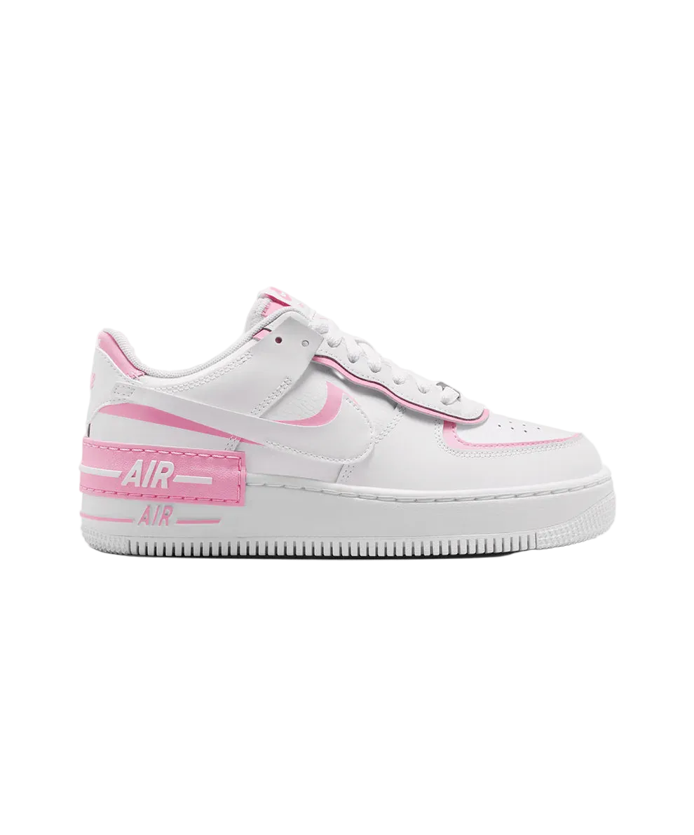 NIKE AIR FORCE 1 SHADOW WHITE-PINK RISE-METALLIC SILVER